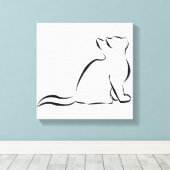 Zwart kat silhouet canvas afdruk (Insitu (Houten vloer))