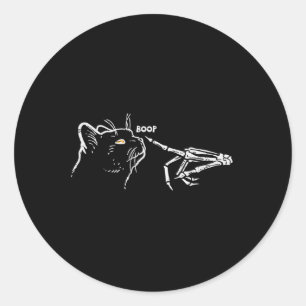 Zwart Kat Skelet Hand Boop Halloween Pet Vrouwen G Ronde Sticker