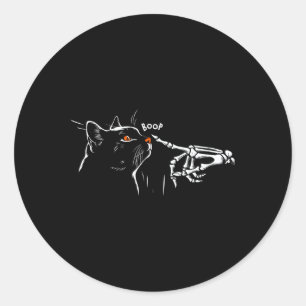 Zwart Kat Skelet Hand Boop Halloween Pet Vrouwen G Ronde Sticker