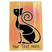 Zwart Kat stijlontwerp Medium Cadeauzakje (Achterkant)