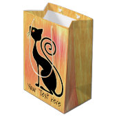 Zwart Kat stijlontwerp Medium Cadeauzakje (Achterkant Gekanteld)