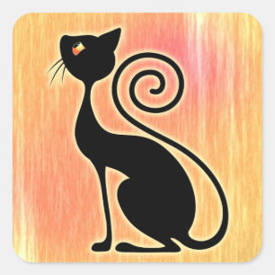 Zwart Kat stijlontwerp Vierkante Sticker