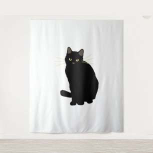Zwart Kat Tekening Schattige Zwart Kat Moeder Kat  Wandkleed