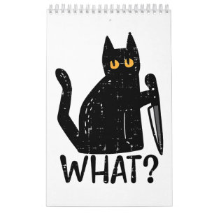Zwart Kat Wat Mes Grappig Moorddadig Halloween Pet Kalender