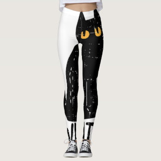 Zwart Kat Wat Mes Grappig Moorddadig Halloween Pet Leggings