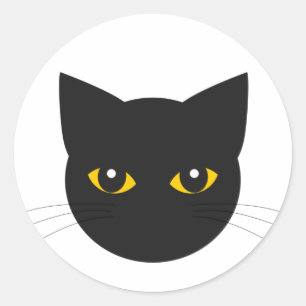 Zwart kattenhoofd Classic Ronde Sticker