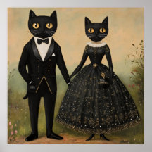 Zwart kattenkoppel vintage volkskunst gotisch vict