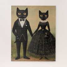 Zwart kattenkoppel vintage volkskunst gotische vic