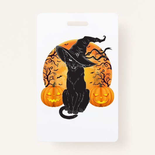 Zwart Kattenkostuum Scary Halloween Witch Pet _Moo Badge (Voorkant)