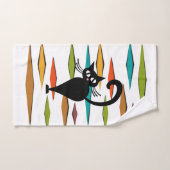 Zwart kattenontwerp uit de middeleeuwen bad handdoek (Handdoek)