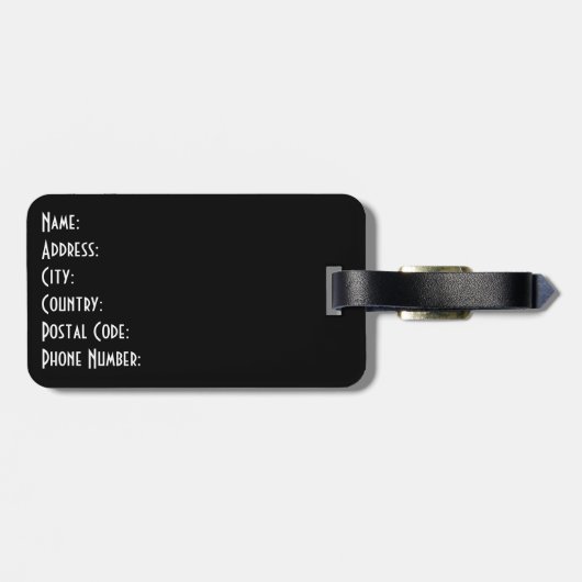 Zwart kattenontwerp uit de middeleeuwen bagagelabel (Achterkant horizontaal)