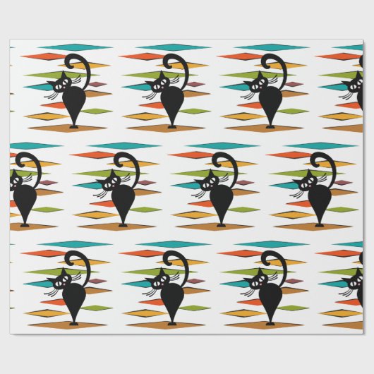 Zwart kattenontwerp uit de middeleeuwen cadeaupapier (Vlak)