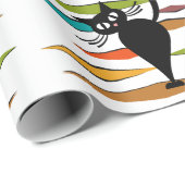 Zwart kattenontwerp uit de middeleeuwen cadeaupapier (Rol Hoek)