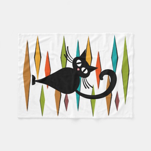 Zwart kattenontwerp uit de middeleeuwen fleece deken (Voorkant (Horizontaal))