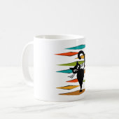 Zwart kattenontwerp uit de middeleeuwen koffiemok (Voorkant links)