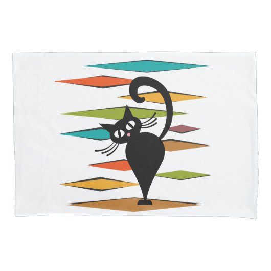 Zwart kattenontwerp uit de middeleeuwen kussensloop (Voorkant)