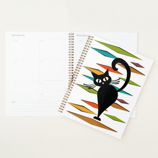 Zwart kattenontwerp uit de middeleeuwen planner (Display)