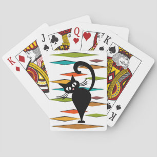 Zwart kattenontwerp uit de middeleeuwen pokerkaarten