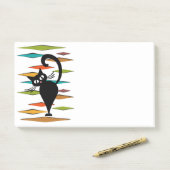 Zwart kattenontwerp uit de middeleeuwen post-it® notes (Op bureau)