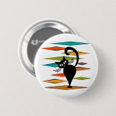 Zwart kattenontwerp uit de middeleeuwen ronde button 5,7 cm (Voorkant /achterkant)