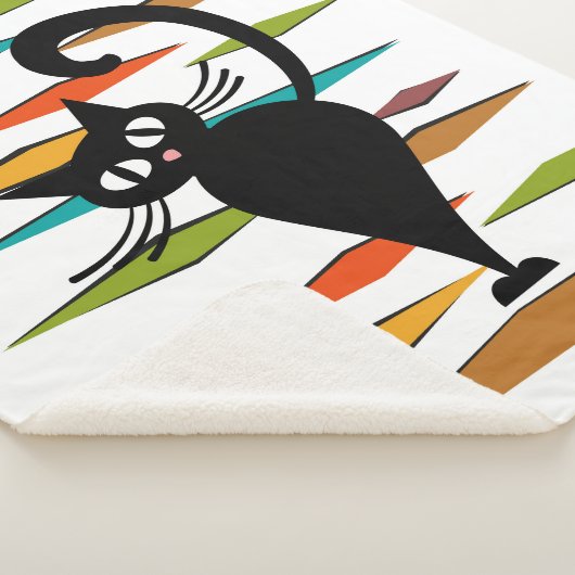 Zwart kattenontwerp uit de middeleeuwen sherpa deken (3/4)