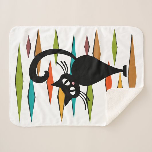 Zwart kattenontwerp uit de middeleeuwen sherpa deken (Voorkant (horizontaal))