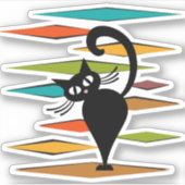 Zwart kattenontwerp uit de middeleeuwen sticker (Voorkant)