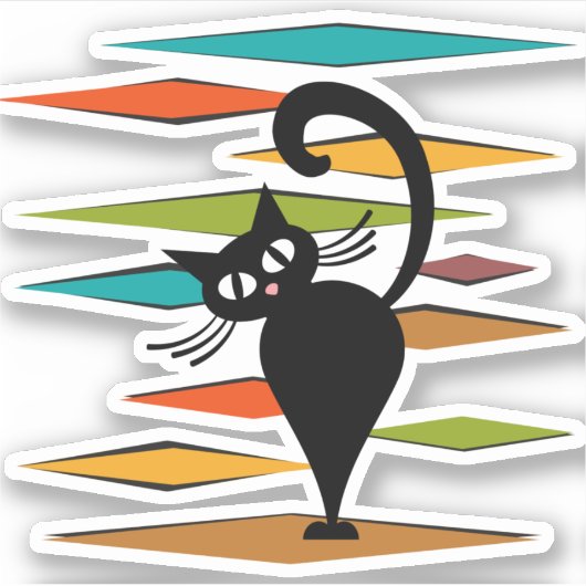 Zwart kattenontwerp uit de middeleeuwen sticker (Voorkant)