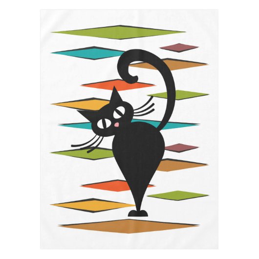 Zwart kattenontwerp uit de middeleeuwen tafelkleed (Voorkant)