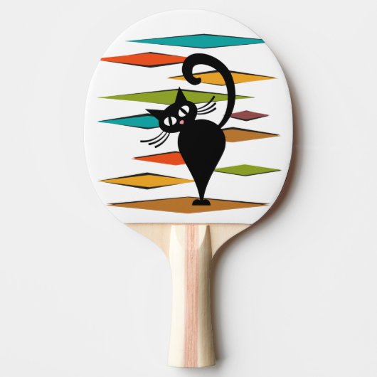 Zwart kattenontwerp uit de middeleeuwen tafeltennisbatje (Voorkant)