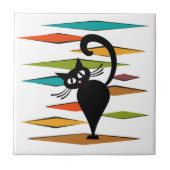 Zwart kattenontwerp uit de middeleeuwen tegeltje (Voorkant)