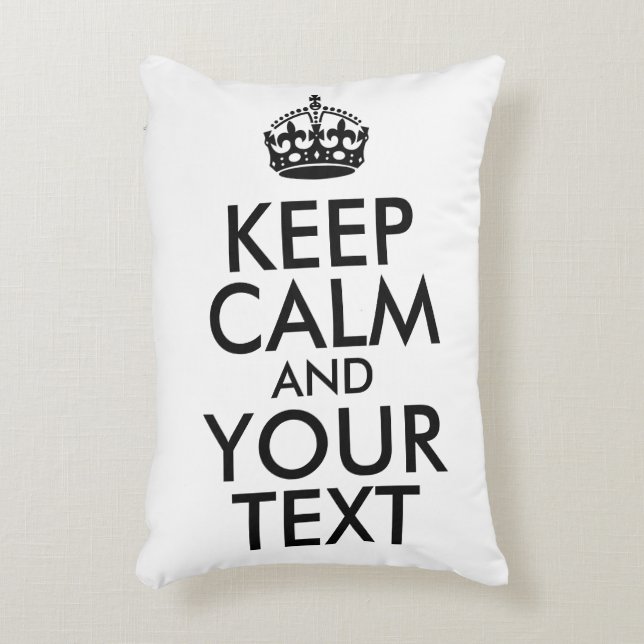 Zwart Keep Calm en Jouw tekst Accent Kussen (Voorkant(Verticaal))