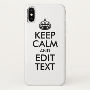 Zwart Keep Calm en Jouw tekst iPhone X Hoesje