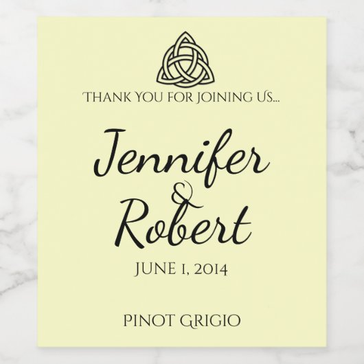 Zwart Keltisch Knot Wine Label Wijn Etiket (Enkel label)