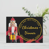 Zwart Kerst Eves Dinner Goud Notenkraker Kaart (Staand voorkant)