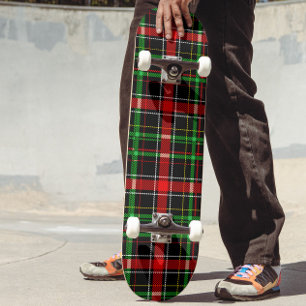Zwart Kerst Flanel Plaid Schotse Ruit Ontwerp Skateboard