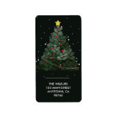 Zwart kerstboomadres etiket (Voorkant)