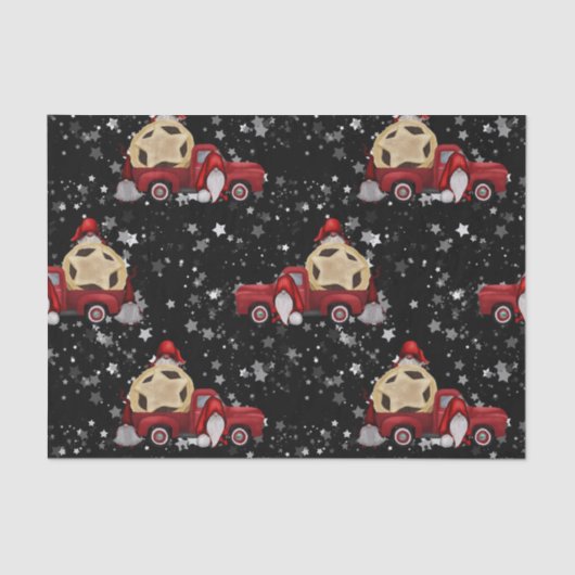 Zwart kerstkoepel met rode vrachtwagen tissuepapier (Voorkant)