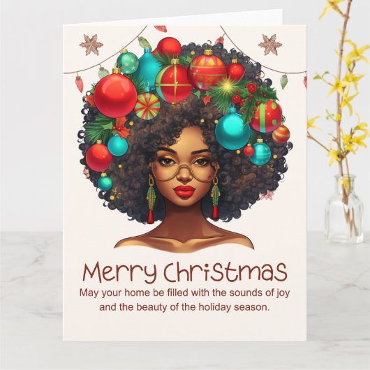 Zwart Kerstmis Sista Melanine Koningin Vrouwen Ker Kaart (Gele Bloem)