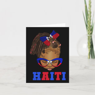 Zwart Kind Afro Messy Bun Haïtiaans Meisje Haïti I Kaart