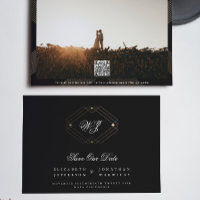 zwart klassiek deco goudmonogram qr code