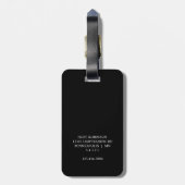 Zwart Klassiek Elegant Minimaal Modern Monogram Bagagelabel (Achterkant verticaal)