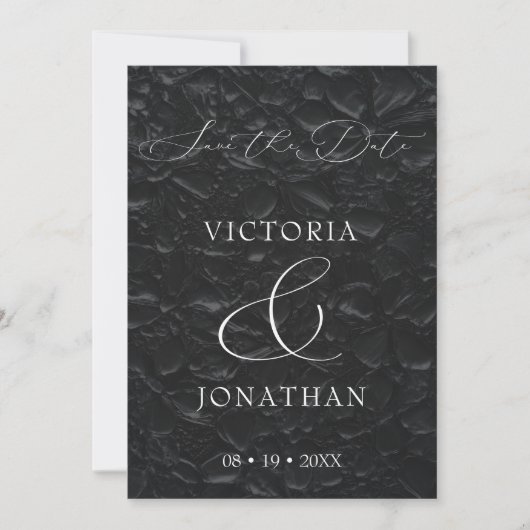 Zwart Klassiek Elegant Script Foto Save The Date (Voorkant)