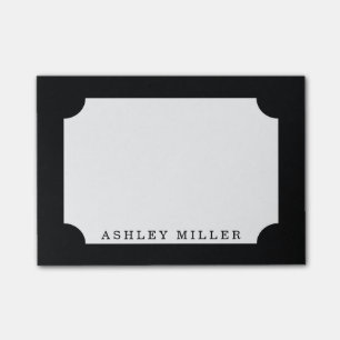 Zwart Klassiek Label Monogram Post It Notes
