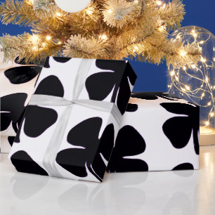 Zwart Klaver glanzend inpakpapier groot