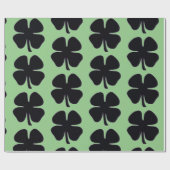 Zwart Klaver groen mat inpakpapier groot (Vlak)