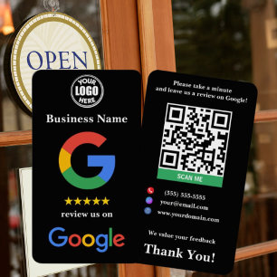 Zwart Klein Bedrijf Google Review Link Sjabloon Visitekaartje