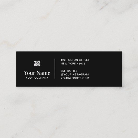 Zwart klein bedrijf logo eenvoudig modern minimali mini visitekaartje (Voorkant)