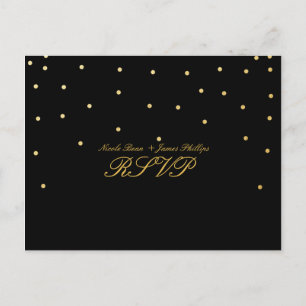 Zwart & klein gouden confetti RSVP bruiloft ansich Uitnodiging Briefkaart