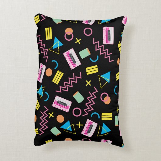 Zwart kleurrijk 80-inch Retropatroon Accent Kussen (Achterkant (Verticaal))